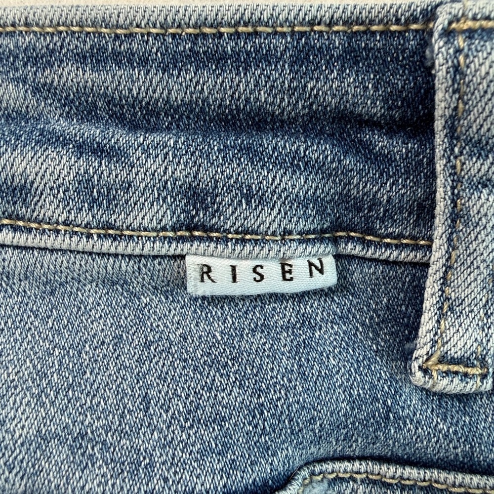Risen Womens Wide Leg Jeans Size 30 High Rise Raw Hem Cropped Denim - Picture 3 of 11